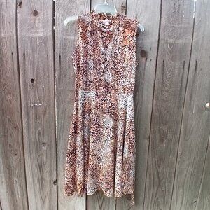 ANIMAL PRINT NANETTE LEPORE DRESS WOMEN 4 ZIP CLOSURE SLEEVELESS V NECK BELTED